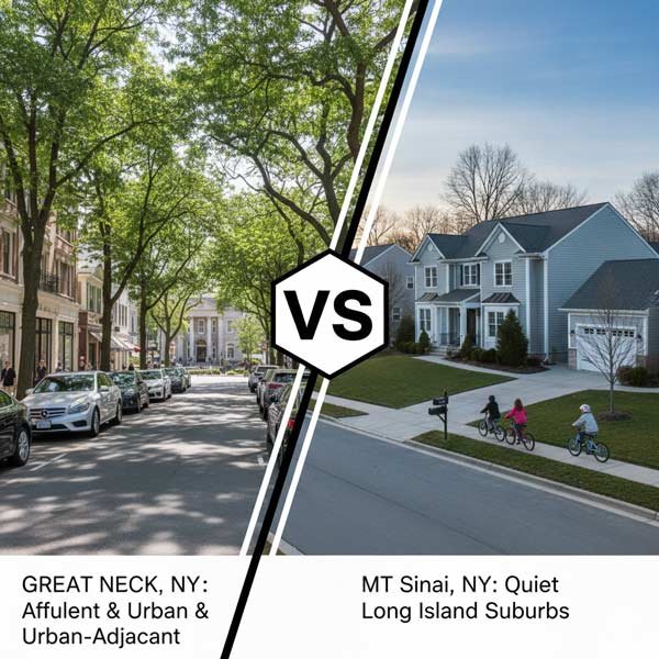 Great Neck NY vs Mt. Sinai NY: When Gatsby’s Gold Coast Meets a Quiet Beach Hamlet