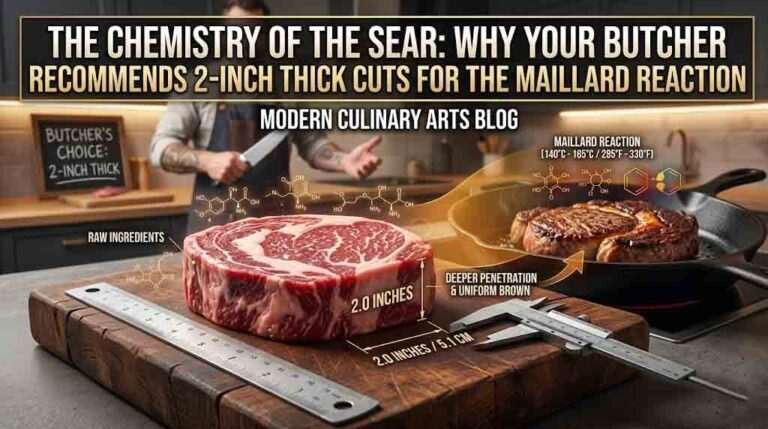 The Chemistry of the Sear: Why Your Butcher Recommends 2-Inch Thick Cuts for the Maillard Reaction