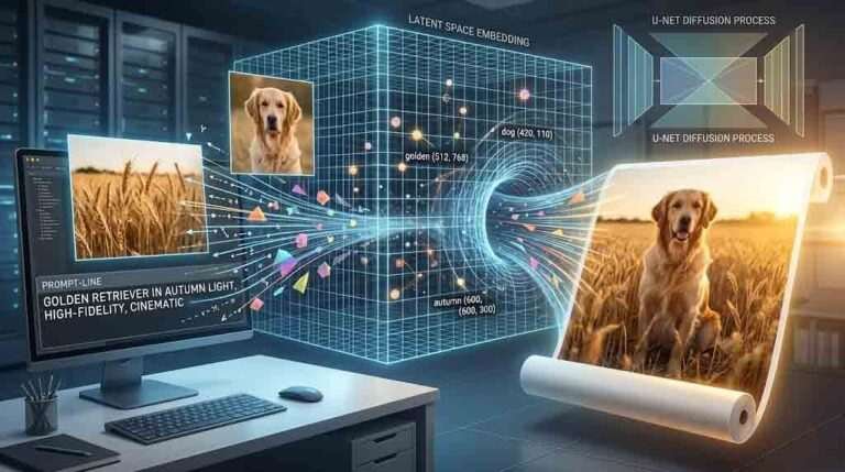 The Latent Space: How Diffusion Models Translate Text into High-Fidelity Visuals