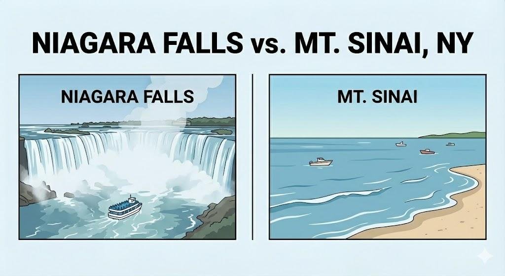 Niagara Falls, NY vs. Mt. Sinai, NY: World Wonder Prices vs. Long Island Investment Power