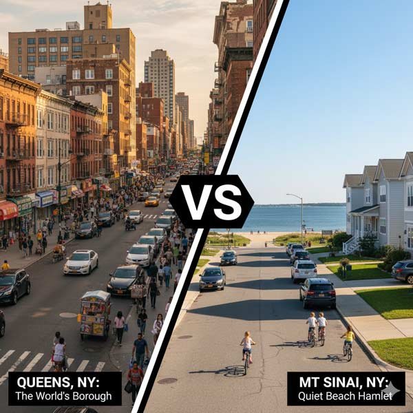 Queens NY vs Mt. Sinai NY: When the World’s Borough Meets a Quiet Beach Hamlet