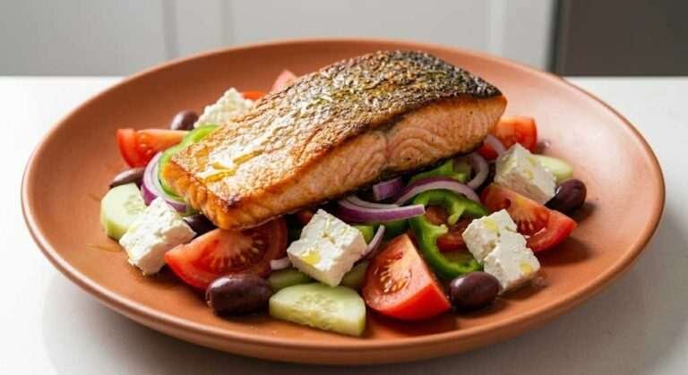 The Aegean Salmon Greek Salad