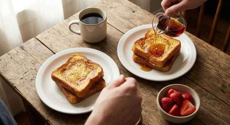 Old-Fashioned French Toast with White Bread and Cinnamon Custard