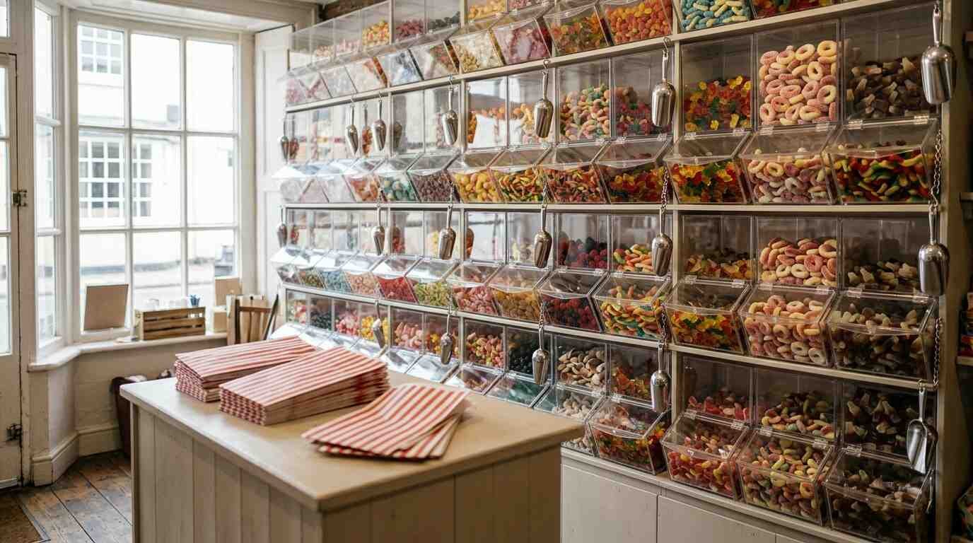 Candy wall in village storefront