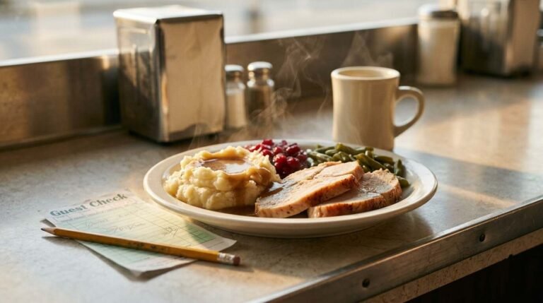 Roast turkey dinner on plate