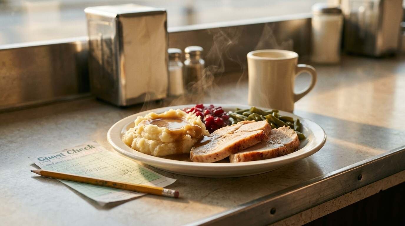 Roast turkey dinner on plate