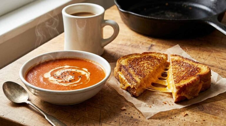 Grilled Cheese and Tomato Soup the Diner Way: One Clock, Two Pans, Both Done at Once
